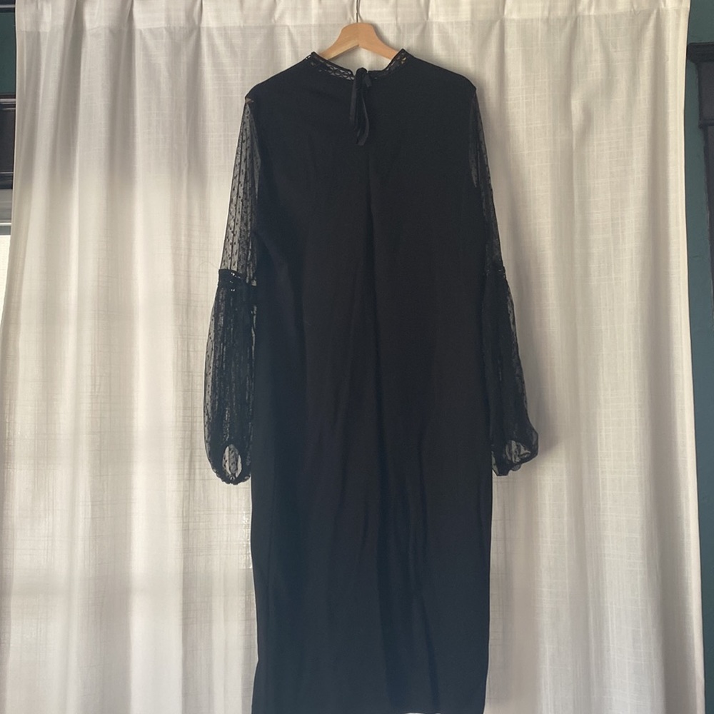 Black dress with sheer long sleeves. - Picture 2 of 7